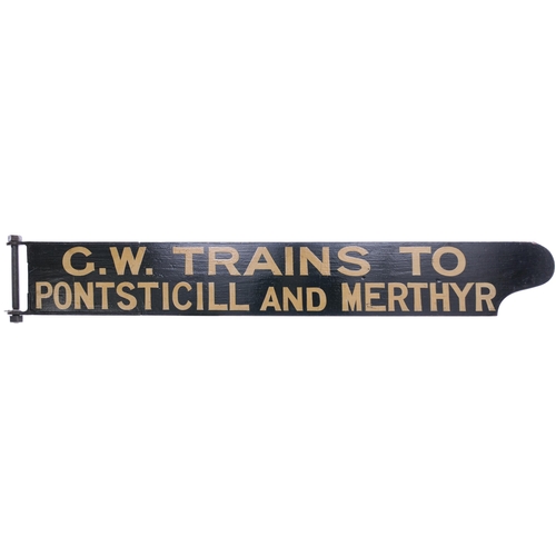 193 - A fingerboard, GW TRAINS TO PONTSTICILL & MERTHYR, and GW TRAINS TO PONTSTICILL & HEREFORD on the ot... 