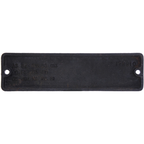 210 - A smokebox numberplate, 63656, from a Robinson Great Central Railway type 2-8-0 built to Ministry of... 