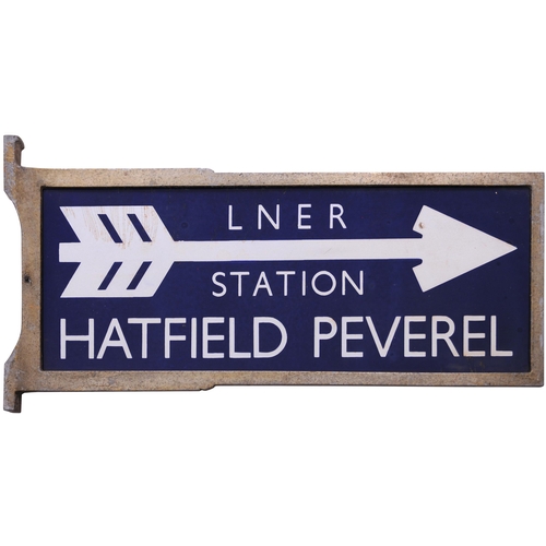 215 - A station direction sign, LNER, STATION, HATFIELD PEVEREL, from the Great Eastern main line between ... 