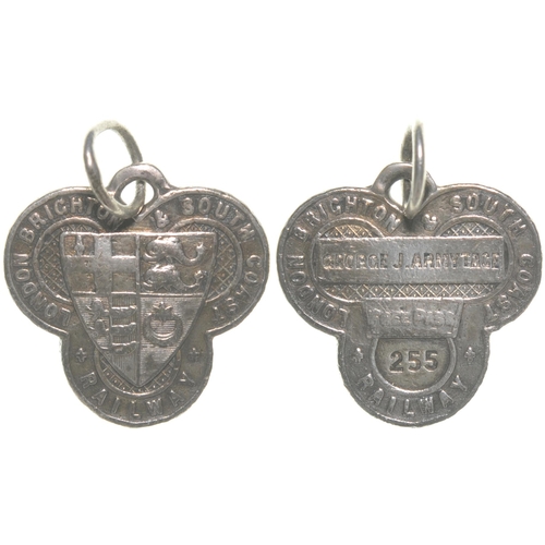 219 - An LB&SCR director's pass, George J Armitage, trefoil design with coat of arms, silver, 1