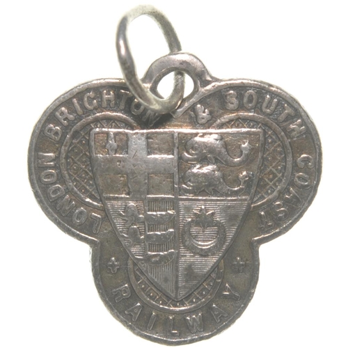 219 - An LB&SCR director's pass, George J Armitage, trefoil design with coat of arms, silver, 1