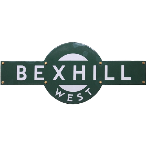 222 - A Southern Railway target sign, BEXHILL WEST, the terminus of the branch from Crowhurst which closed... 