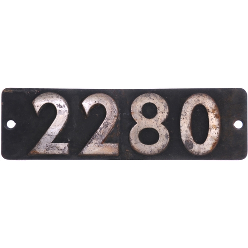 229 - A smokebox numberplate, 2280, from a GWR 2251 Class 0-6-0 built at Swindon in September 1934. Alloca... 