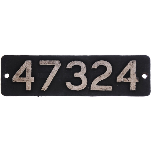 246 - A smokebox numberplate, 47324, from a LMS Class 3F No 16407 built by the North British Locomotive Co... 