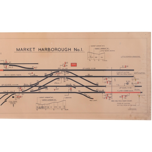 247 - A BR(M) signal box diagram, MARKET HARBOROUGH, NO 1 (1957), showing the lines North to No 3 box and ... 