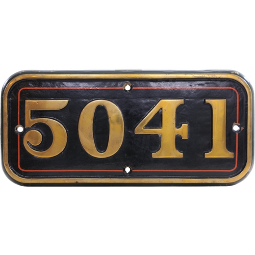 250 - A GWR cabside numberplate, 5041, from a 4073 Castle Class 4-6-0 built at Swindon in July 1935 and na... 