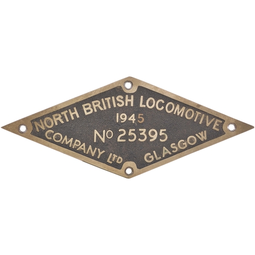 252 - A worksplate, NORTH BRITISH LOCOMOTIVE Co, 25395, 1945, from a War Department Austerity 2-8-0 built ... 