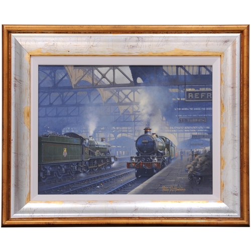 254 - An original painting, ARRIVING AT SNOW HILL, by Phillip D Hawkins, FGRA, 4092 Dunraven Castle arrive... 