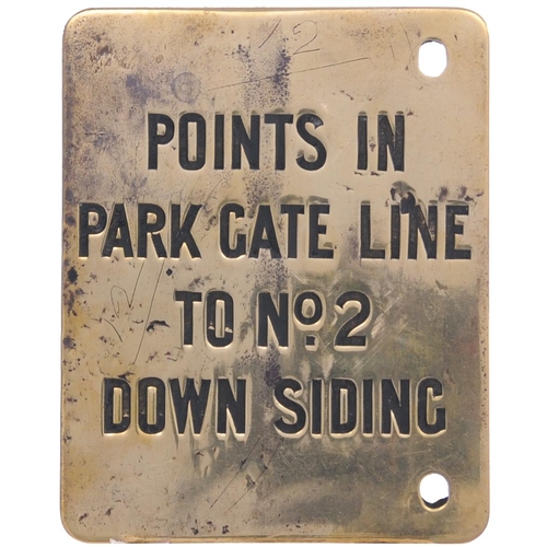 256 - A group of Midland Railway signal lever description plates, POINTS IN PARKGATE LINE TO No 2 DOWN SID... 