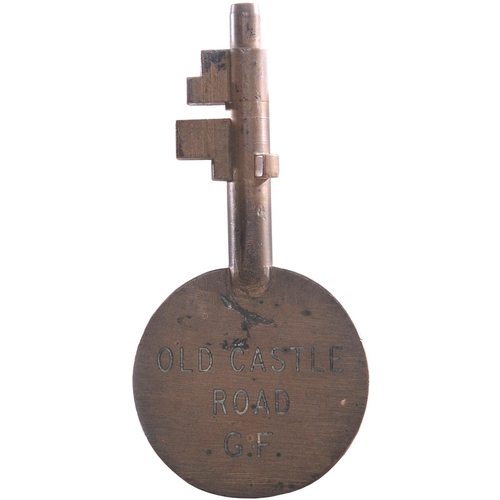 263 - A ground frame release key, OLD CASTLE ROAD G.F, (brass), a GWR or BR(W) type key from South Wales. ... 