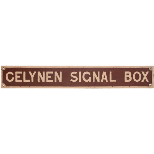 273 - A GWR nameboard, CELYNEN SIGNAL BOX. The box was south of Crumlin on the Risca to Llanlilleth route.... 