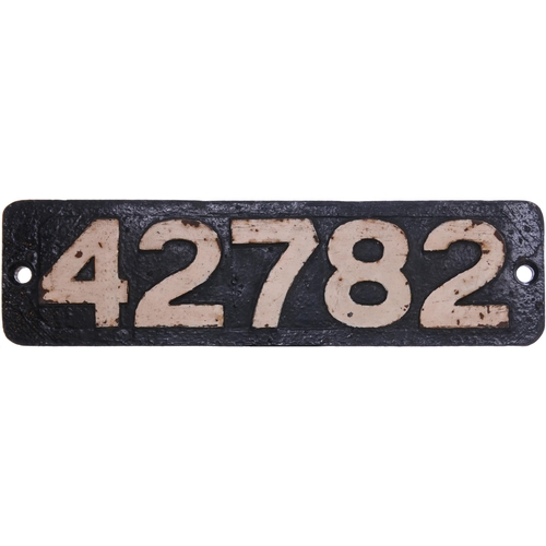 277 - A smokebox numberplate, 42782, from a LMS Class 4 2-6-0 No 13082 built at Crewe in 1927, renumbered ... 