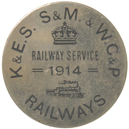 284 - A First World War Railway Service badge, a joint issue of unique design for the Kent & East Sussex, ... 