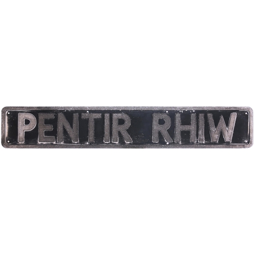 292 - A BR(W) signal box nameboard, PENTIR RHIW, from the Brecon and Merthyr route between Torpantau and T... 