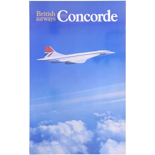 294 - A British Airways double royal poster, CONCORDE, a striking view of the plane in flight, rolled. (BA... 