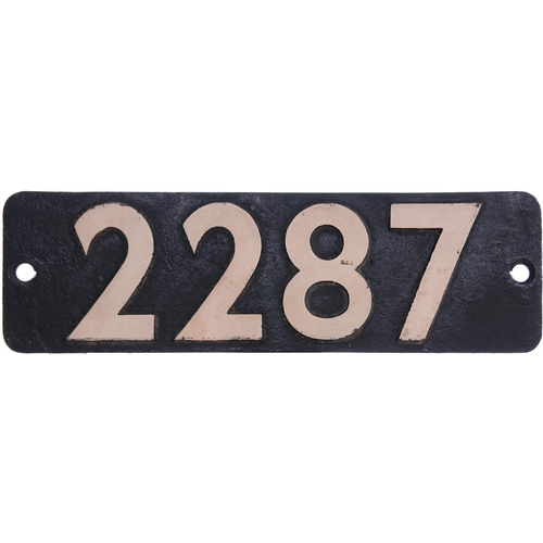 305 - A smokebox numberplate, 2287, from a GWR 2251 Class 0-6-0 built at Swindon in January 1936. It enjoy... 