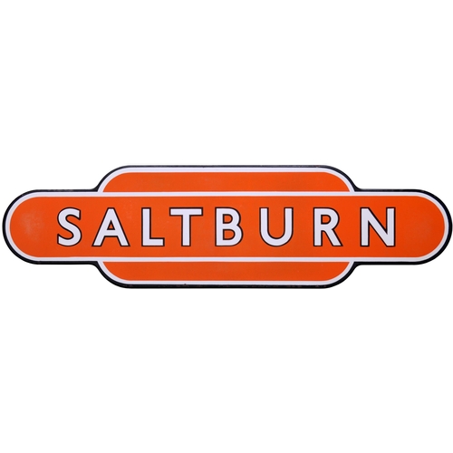 320 - A BR(NE) totem sign, SALTBURN, (f/f), the terminus of the route from Darlington, also served by trai... 