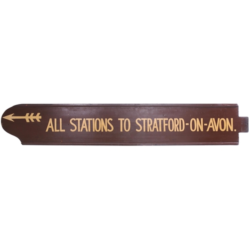 325 - A fingerboard, ALL STATIONS TO STRATFORD-ON-AVON, from Birmingham Snow Hill or Moor Street. Painted ... 