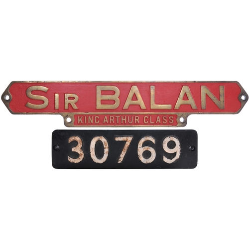 331 - A locomotive nameplate, SIR BALAN, with KING ARTHUR CLASS appendage below, together with its smokebo... 