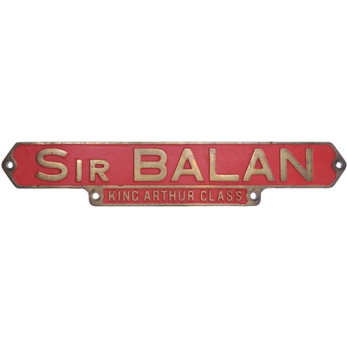 331 - A locomotive nameplate, SIR BALAN, with KING ARTHUR CLASS appendage below, together with its smokebo... 