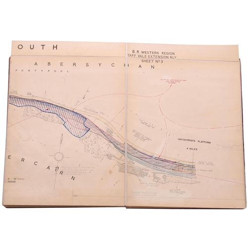 348 - A set of plans, BR(W) 1952, showing the route from HENGOED TO TROSNANT JUNCTION (Pontypool), and tit... 