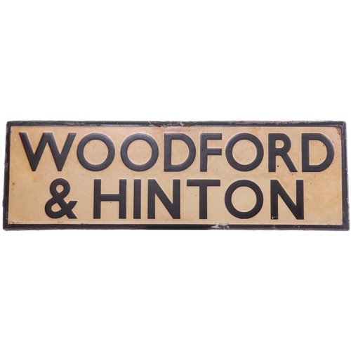 352 - An LNER lamp tablet, WOODFORD & HINTON, (f/f), from the Great Central main line, renamed Woodford Ha... 