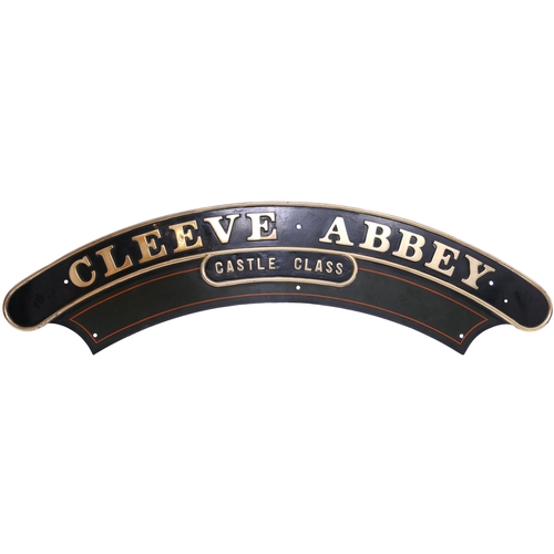 363 - A locomotive nameplate, CLEEVE ABBEY, from the GWR 4073 Castle Class 4-6-0 No 5091 rebuilt in Decemb... 