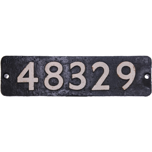 374 - A smokebox numberplate, 48329, from a LMS Class 8F 2-8-0 No 8329 built at Crewe in 1944. A long time... 