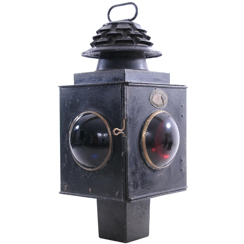 381 - A Derwent Valley Light Railway crossing gate lamp by McKENZIE AND HOLLAND, WORCESTER, with their lar... 