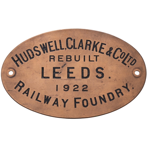 386 - A worksplate, HUDSWELL CLARKE, REBUILT 1922. From Hudswell Clarke 276 of 1885, a standard gauge 0-4-... 