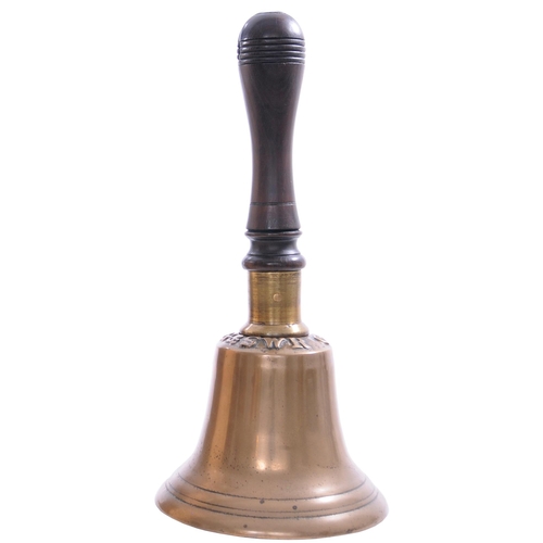 387 - A Glasgow and South Western Railway station handbell, with prominent serif initials around the top o... 