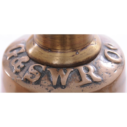 387 - A Glasgow and South Western Railway station handbell, with prominent serif initials around the top o... 