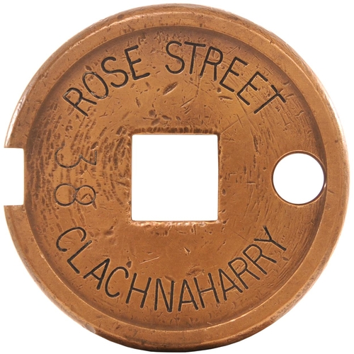 401 - A Tyers No 6 single line tablet, ROSE STREET-CLACHNAHARRY, (brass), the first section north of Inver... 