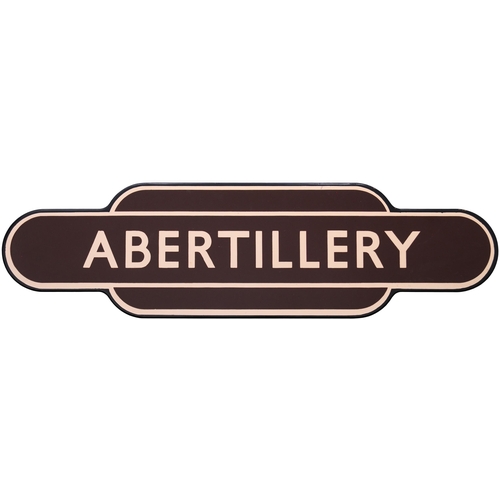 402 - A BR(W) totem sign, ABERTILLERY, (f/f), from the Newport to Risca and Brynmawr route, closed to pass... 