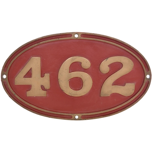 415 - A Western Australia Government Railways cabside numberplate, 462, from a Pr Class 4-6-2 built at the... 