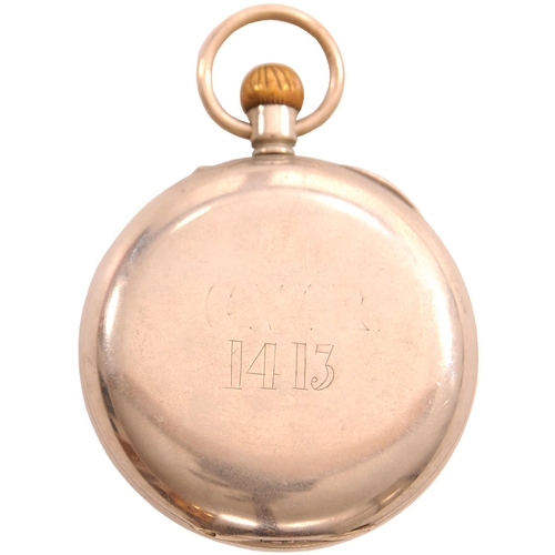 433 - A GWR pre-grouping pocket watch, the back of the case engraved GWR 1413 in hatched lettering, the mo... 