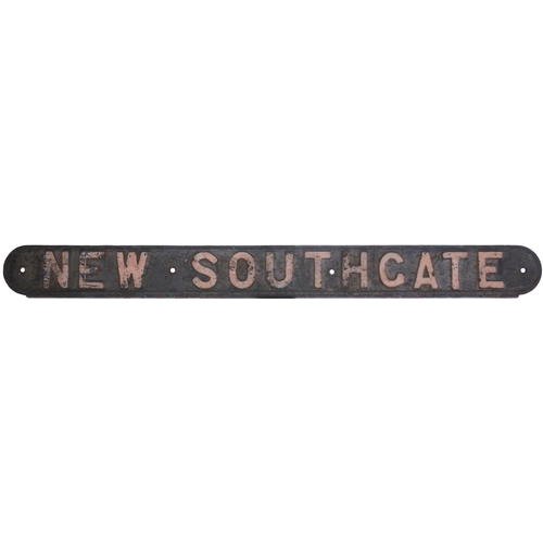 436 - An LNER seat back plate, NEW SOUTHGATE, from the East Coast Main Line, north of Kings Cross. Cast ir... 