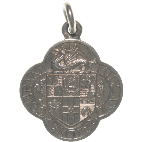 53 - A Midland Railway director's pass, B Malcolm, featuring coat of arms and wyvern, silver, 1