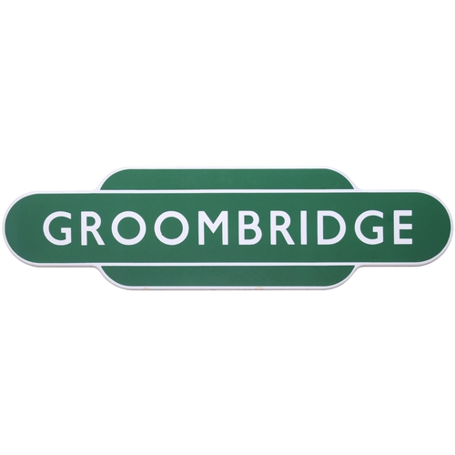 63 - A BR(S) totem sign, GROOMBRIDGE, (f/f), from the Eridge to Tunbridge Wells route which closed 1985. ... 