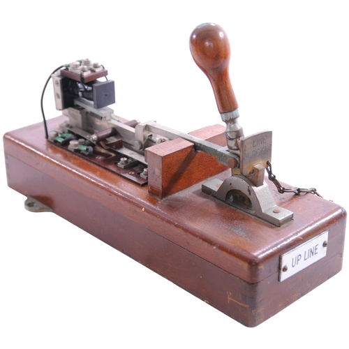 84 - An LSWR Preece block switch with Sykes brass makers plate on top of the case, a joystick type lever ... 