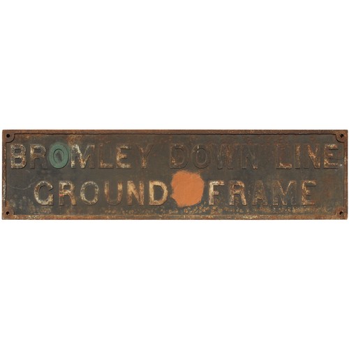 350 - A GWR nameboard, BROMLEY DOWN LINE GROUND FRAME, from the former Oxford, Worcester and Wolverhampton... 