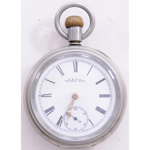 1005 - London, Chatham and Dover Railway pocket watch, by Waltham, the back of the case engraved LC&DR GOOD... 