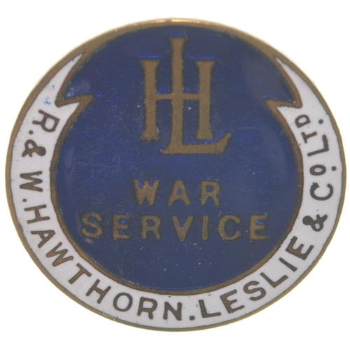 1011 - First World War badge, R&W HAWTHORN LESLIE & Co LTD, WAR SERVICE, by Fattorini, brass/enamel, 1