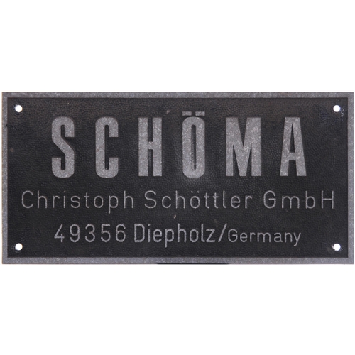 1025 - Worksplate, SCHOMA 5412, 1966, together with a second plate, from an LT battery locomotive used on e... 