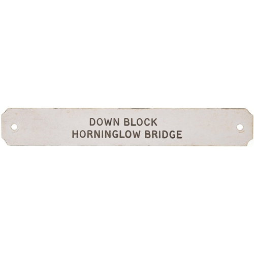 1086 - Instrument plate, DOWN BLOCK, HORNINGLOW BRIDGE, ex Burton-Tutbury route, trafolite, length 5