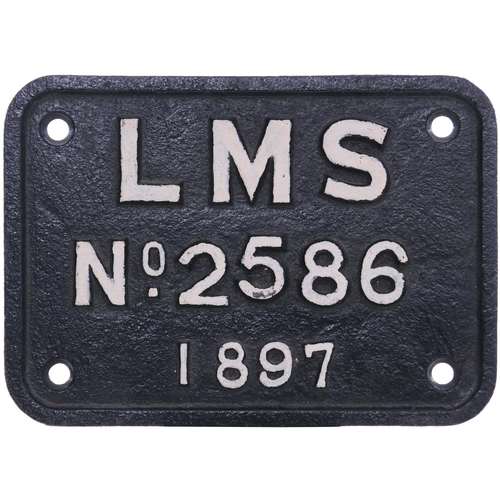 1101 - Tenderplate, LMS No 2586, 1897, from a tender coupled with an ex Midland Railway locomotive. Those b... 