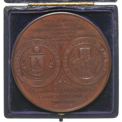 1105 - NER medallion, OPENING OF QUEEN ALEXANDRA BRIDGE SUNDERLAND 1909, depicts the bridge and coat of arm... 