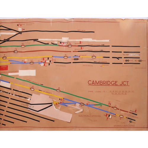 1106 - Signal box diagram, CAMBRIDGE JUNCTION, showing routes towards Letchworth (Cambridge), Three Countie... 