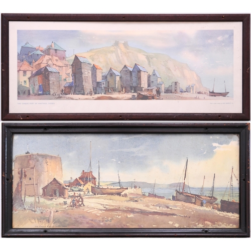 1108 - Carriage prints, CINQUE PORT, HYTHE and HASTINGS, by Jack Merriott, the former with original frame, ... 