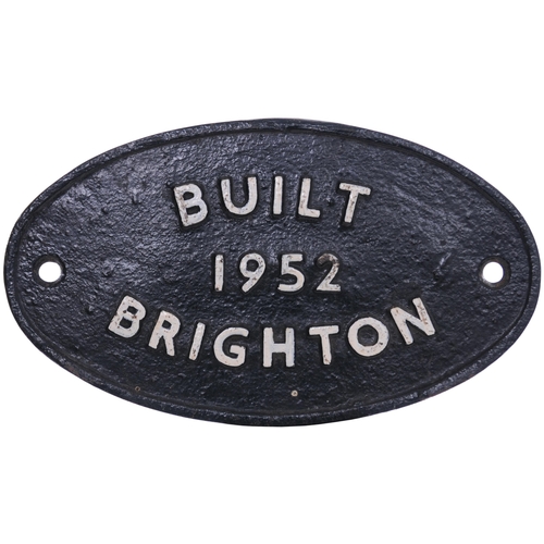 1119 - Worksplate, BUILT 1952 BRIGHTON. Locos built that year were BR Standard Class 4 2-6-4T 80010-26. Cas... 